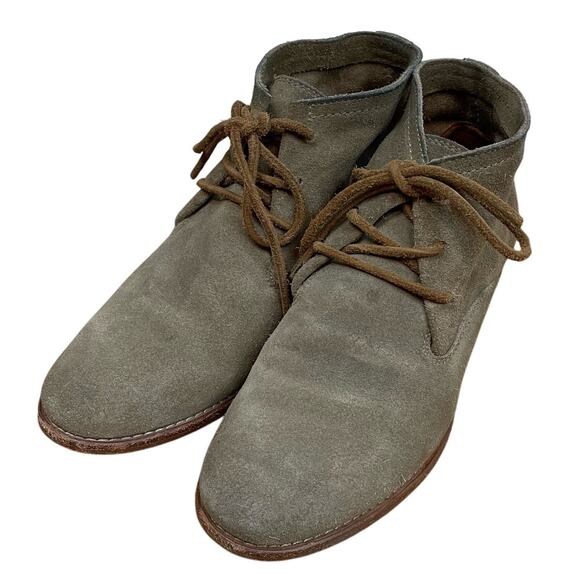 Frye Suede Lace Up Boots 7B Womens Leather Heel Ankle Shaft Grey Brown - Picture 1 of 8
